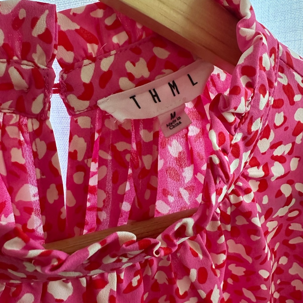 THML Red and Cream Patterned Blouse - perfect for Valentine’s Day - Picture 2 of 5